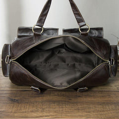 Cool Black Coffee Leather Men Barrel Overnight Bags Travel Bags Weekender Bags For Men