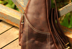 Genuine Leather Mens Cool SLing Bag iPad Bag Chest Bag Bike Bag - EverHandmade