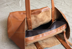 Handmade Vintage Leather Oversize Tote Bag Shoulder Bag Handbag For Women - EverHandmade