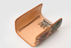 Handmade Leather key wallet card change coin wallet purse cute small women wallet