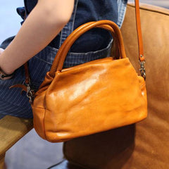 Top Handle Satchel Bag Brown Leather Satchel Purse - Annie Jewel