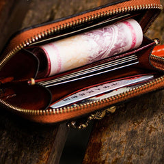 Handmade Leather Tibetan Mens billfold Wallets Cool Chain Wallet Small Biker Wallet for Men