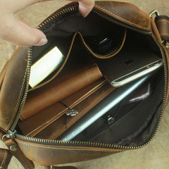 COOL Vintage Brown LEATHER MENS Small Side Bag Messenger Bag for Men