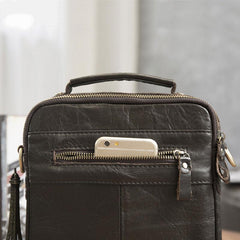 Cool Leather Mens Small Side Bag Messenger Bags Shoulder Bags for Men