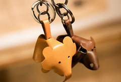 Handmade Elephant Hippo Key Wallet Keychain Leather Wallet Cute Leather Accessories Gift For Men Women - EverHandmade