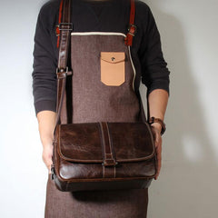 Handmade Genuine Leather Mens Cool Messenger Bag Sling Bag Chest Bag Bike Bag Cycling Bag for men