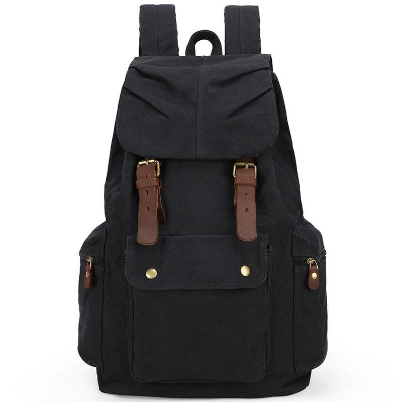 Unisex Canvas Backpack - Black, Grey, Green or Khaki