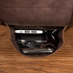 Cool Dark Brown Leather Small Side Bag Waist Bag Messenger Bags Fanny Pack for Men