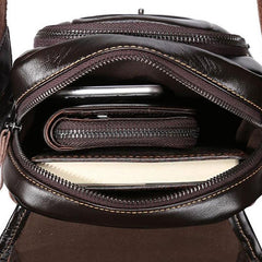 Cool Coffee Small Mens Leather Side Bag Messenger Bag Shoulder Bag for Men