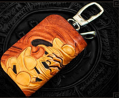 Handmade Leather Tooled Mens Cool Car Key Wallet Car Key Holder Car Key Case for Men