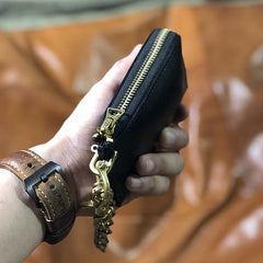 Handmade Leather Mens Cool Key Biker Wallet Car Key Holder License Holder Chain Wallet for Men