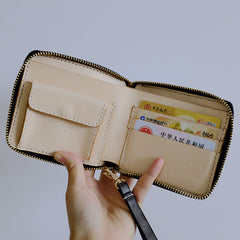 Handmade LEATHER Womens Zipper Small Wallet Leather Wristlet Small Wallet FOR Women