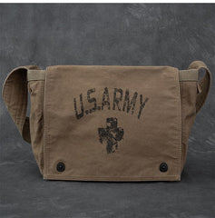 Washed Canvas Mens Large Brown Side Bag 14‘’ Army Green Messenger Bag Shoulder Bag For Men