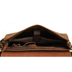 Leather Mens Vintage Briefcase 13inch laptop Handbags Shoulder Bags For Men