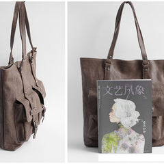 Vintage WOMENs Brown Large LEATHER Tote Bag Fashion Tote Purse FOR WOMEN