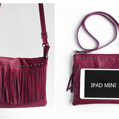 Vintage WOMENs LEATHER Tassels Shoulder Bag Handmade Crossbody Purse With tassels