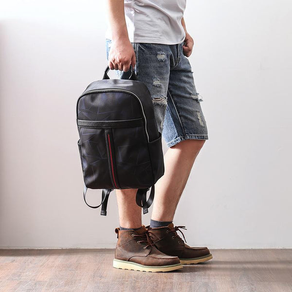 Cool Black Nylon Backpack Men's 14 inches - Back View