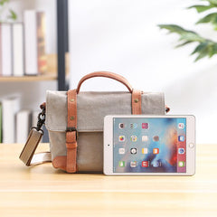 Canvas Leather Mens Womens Small Handbag Side Bag Green shoulder Bag Messenger Bag for Men