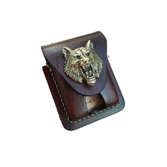 Handmade Brown Leather Mens Classic Zippo Lighter Case Zippo Lighter Pouch with Belt Loop For Men
