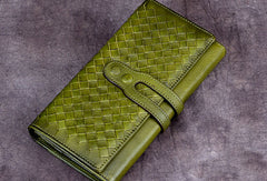Genuine Leather Wallet Long Wallet Woven Wallet Purse For Men Women - EverHandmade
