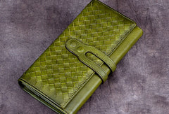 Genuine Leather Wallet Long Wallet Woven Wallet Purse For Men Women
