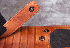 Genuine Leather Wallet Folded Long Wallet Vintage Tooling Wallet Purse For Men Women - EverHandmade