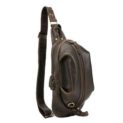 Cool Leather Mens Sling Bag Shoulder Sling Bag Chest Bag for men