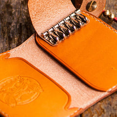 Handmade Leather Biker Mens Cool Car Key Wallets Coin Wallet Pouch Car KeyChain for Men