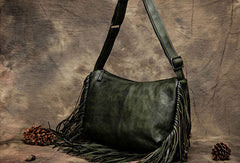 Genuine Handmade Tassels Vintage Leather Crossbody Bag Shoulder Bag Women Leather Purse - EverHandmade