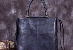 Genuine Leather Handbag Vintage Tote Woven Tassel Crossbody Bag Shoulder Bag Purse For Women - EverHandmade