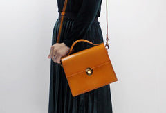 Handmade Leather Handbag Square Purse Crossbody Shoulder Bag for Girl Women Lady - EverHandmade
