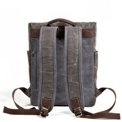 Cool Canvas Leather Mens Large Waterproof Black 15‘’ Backpack Travel Backpack Khaki Computer Backpack for Men