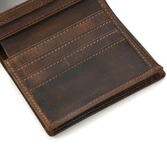 Cool Leather Mens Small Bifold Wallet billfold Wallet Front Pocket Wallets for Men