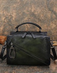 Leather Womens Buston Handbag Handmade Cube Handbag Crossbody Purse for Ladies