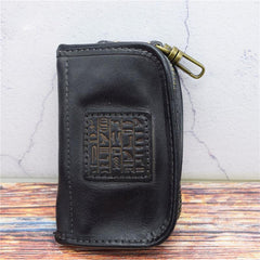 Vintage Mens LEATHER Car Key Holder Zipper Key Wallet Key Holder for Men
