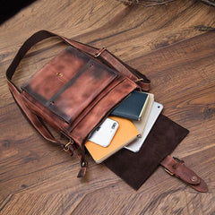 Cool Mens Leather Vintage Small Side Bag Small Messenger bag Shoulder bag For Men