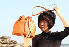 Handmade leather bucket purse crossbody bag purse shoulder bag for women - EverHandmade