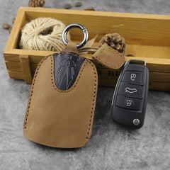 Brown Leather Draw Men and Women's Key Wallet Wine Red Key Case Car Car Key Holder For Men