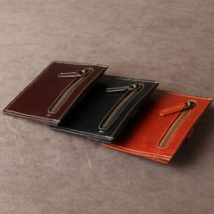 Leather Mens Cool Front Pocket Wallet Small Leather Wallet Men billfold Wallets  for Men