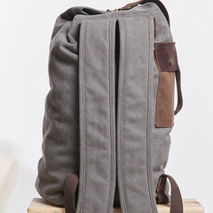 Cool Canvas Leather Mens Bucket Backpack Canvas Travel Bag Canvas Barrel Bag for Men