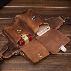 Classy Vintage LEATHER MEN'S  Cell Phone Holster Fanny Pack Waist Bag For Men
