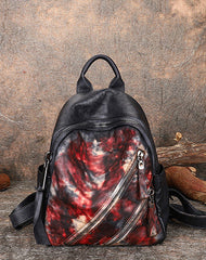 Vintage Dark Gray Leather Rucksack Womens Best School Backpack Ladies Leather Backpack Purses