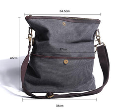 Canvas Mens 13‘’ Side Bag Courier Bag Gray Postman Bag Messenger Bag for Men