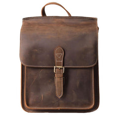Vintage Brown Leather Mens Backpack Satchel Backpack School Backpack for men