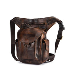 Leather Men Belt Pouch Thigh Bag Drop - Card Slots Detail