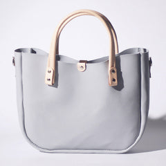 Handmade Leather Gray Womens Handbag Cute Shopper Purse for Women