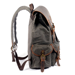 Cool Waxed Canvas Mens Waterproof 15'' Travel Backpack Hiking Backpack for Men