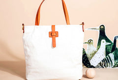 Handmade Genuine Leather Canvas Handbag Tote Shopper Bag Purse Handbag Shoulder Bag Purse For Women