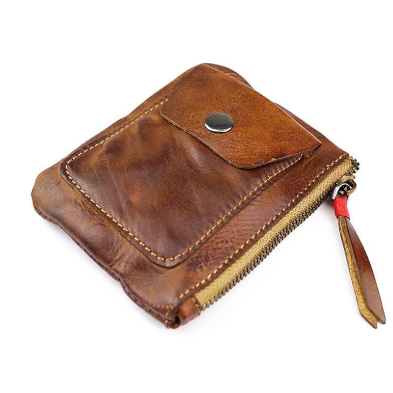 Vintage Brown Leather Men's Coin Wallet Black Small billfold Wallet For Men