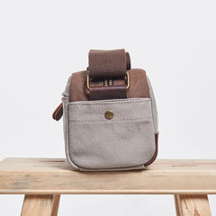 Mens Canvas Leather Gray Cool Messenger Bag Side Bag for Men